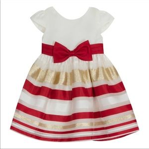 Rare Editions Girls Red Gold Burnout Organza Dress 18M